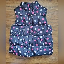 GYMBOREE Girls Small 5/6 black polkadot puffer vest