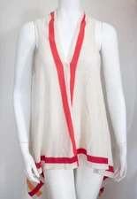 NEW INCASHMERE Cream 100% CASHMERE KNIT Open Front Sleeveless Cardigan Vest L/XL