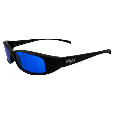 Global Vision NEW ATTITUDES Motorcycle Sunglasses Black Frame  Blue Lens