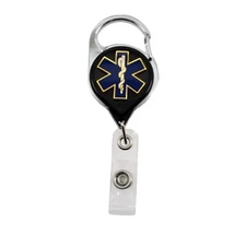 Star of Life Carabiner Badge Reel Nurse Medical Retractable ID Holder Key-Bak 