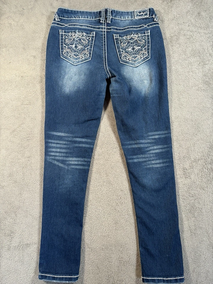 Amethyst Skinny Jeans Womens 9 Blue Low Rise Slim Heavy Stitch 28x28 Stretch - Image 4 of 4