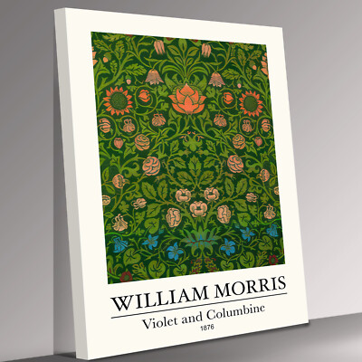 Violet Columbine William Morris Leinwand Wandbild Bild Druck fertig zum Aufhängen