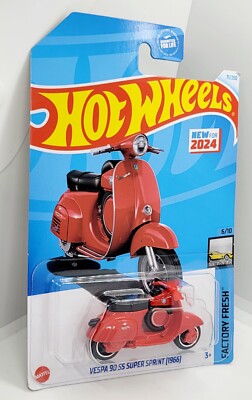 2024 Hot Wheels Red Vespa 90 SS Super Sprint 1966 Moped Toy Bike New