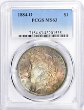  1884-O Morgan Silver Dollar PCGS MS63 (TONED)   7154.63/43201535  #7-1