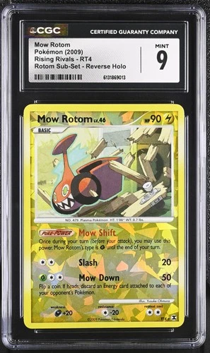 CGC 9 MINT Mow Rotom RT4 Rising Rivals Sub-set Reverse Holo Pokemon Card