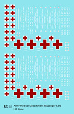 K4 HO Scale Decals US Army Medical Department Hospital Passenger Car White  Red