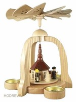 Pyramide Seiffner Kirche Mit Teelicht 22Cm Neu Tischpyramide Erzgebirge Holz