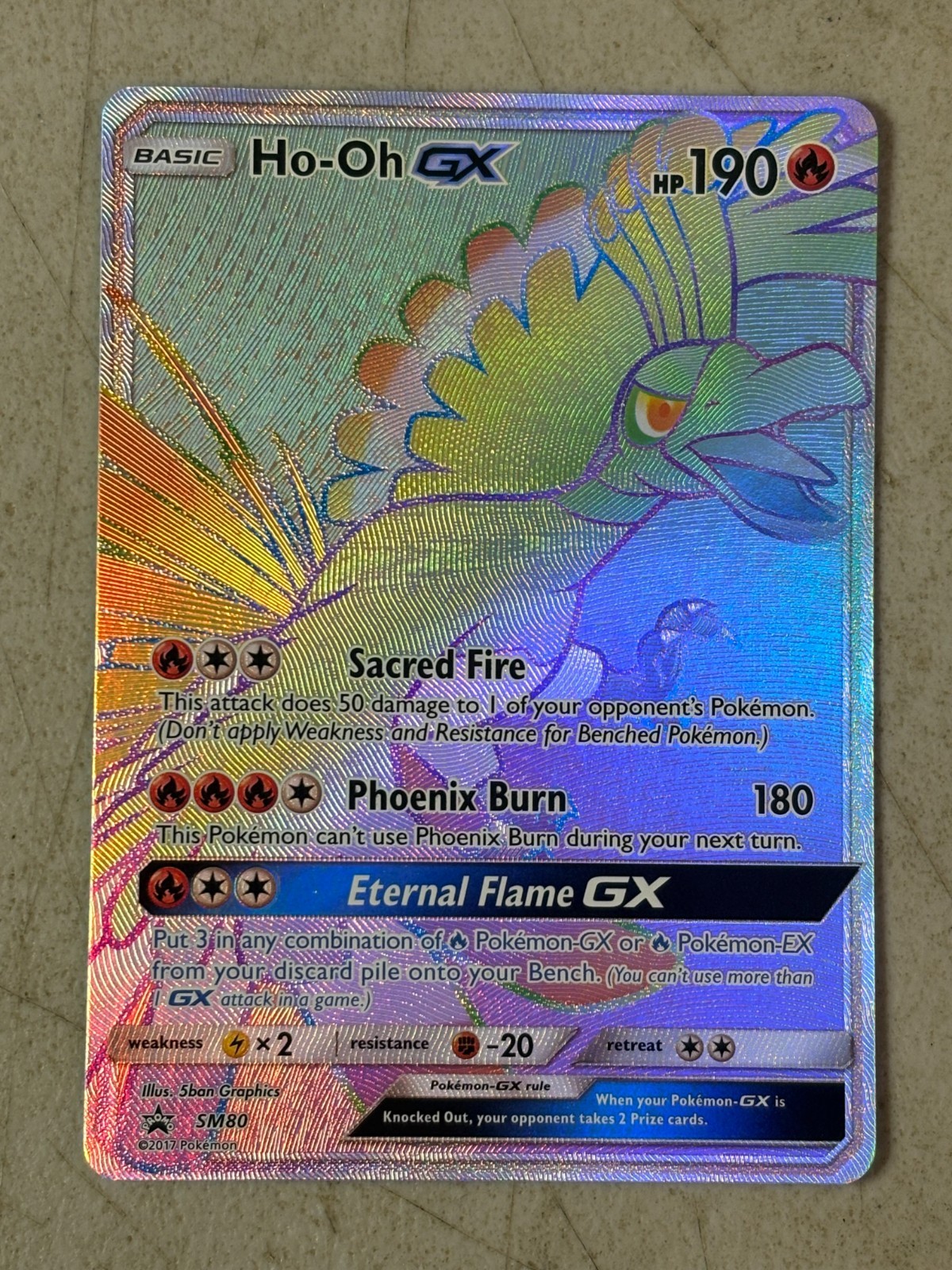 Ho-Oh GX - SM80 SECRET RAINBOW HYPER FULL ART RARE Promo Pokemon NM Card