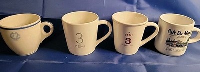 Lot Of 4 Vintage 4oz Expresso Cups Mugs ~ Starbucks, Cafe Du Monde & Mayer China
