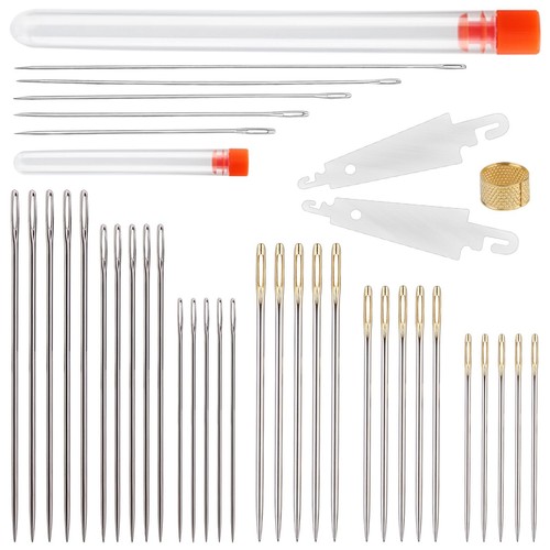 40 Pcs Large Eye Hand Sewing Needles Set Long Sewing Needles Big Eye Stitchin...