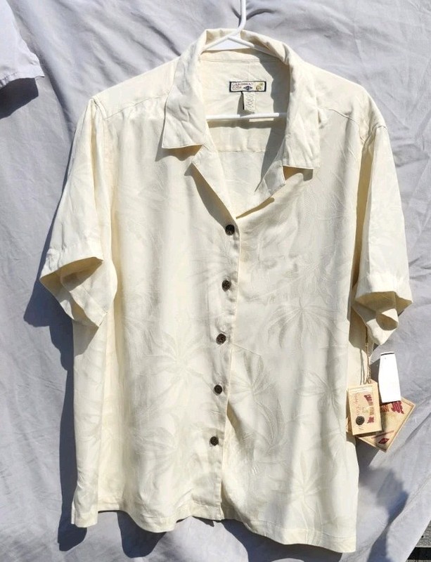 Caribbean Joe Womens Island Style Buttondown Top/sz 2x/Silk+Rayon Blend/nwt