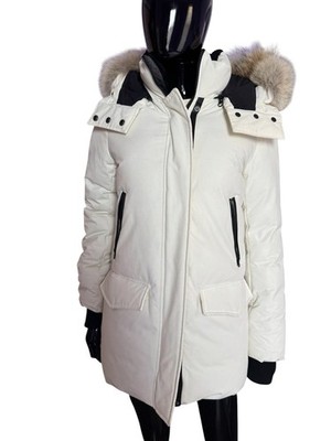 Mackage Down Coat Jacket  Women s XS (White/Cream) with Real Fur Trim Hood