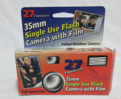 Unbranded 35mm Film Single Use Camera with Flash 27 Color Exposures 06/04 Sealed