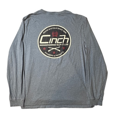 #ad Cinch T Shirt Mens Large Blue Gun Club Long Sleeve Graphic Western Cotton $14.44