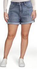 No Boundaries Junior's High Rise Denim Shorts, 3 Inseam Size 10 , Med Wash Blue