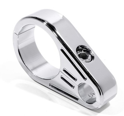 Alu Chrom Kabelklemme 1'' Lenker Rahmen Gaszug 25mm für Harley Davidson 6mm Öse