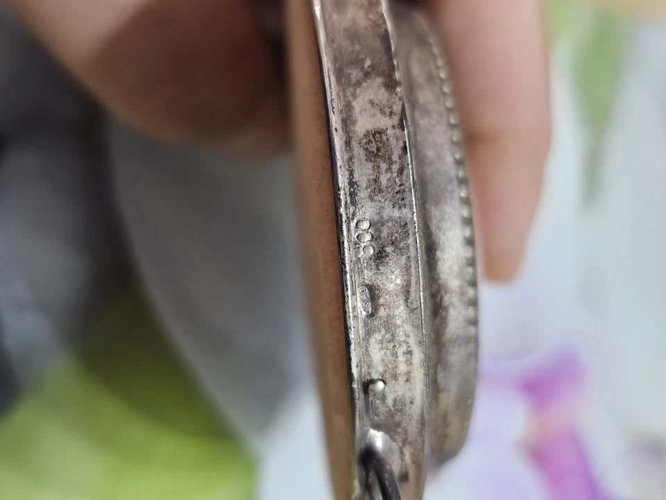 Antico Medaglione In Argento 800 Culla O Capezzale - Immagine 2 di 4