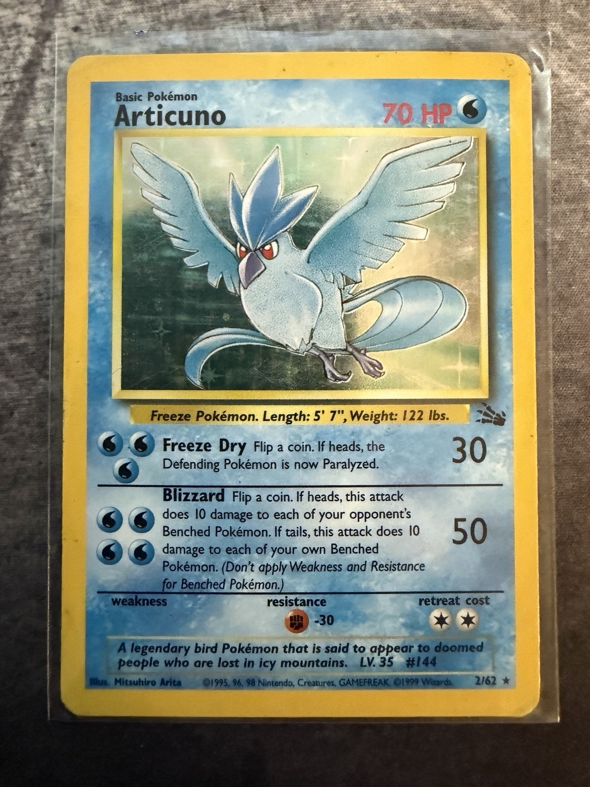 Pokemon TCG Articuno 2/62 WOTC  Holo Rare HP