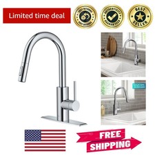 Versatile Single Handle Pull Down Kitchen Faucet - Chrome Finish with Dual Spray