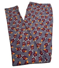 LuLaRoe Leggings TC Tall Curvy Floral PURPLE ORANGE Leaf Flower Vintage Vine Fun