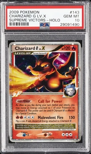 2009 POKEMON PLATINUM SUPREME VICTORS #143 CHARIZARD G LV.X-HOLO PSA 10
