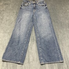Gap Wide Leg Jeans Womens 2/26 Blue Denim Cotton Medium Wash High Rise Outdoor