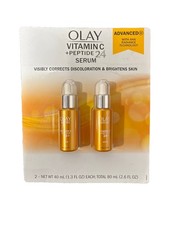 OLAY Vitamin C Peptide 24 Serum 1.3 oz. 2 pk Corrects Discoloration Sealed NOS