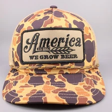 America Hat Cap Snapback Trucker Camo Mesh Bar Pub Brew Rural Cloth Adjustable