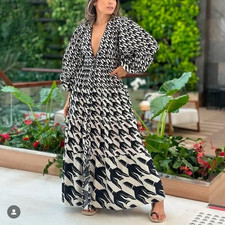 FARM Rio Long Dress Black and white Size S