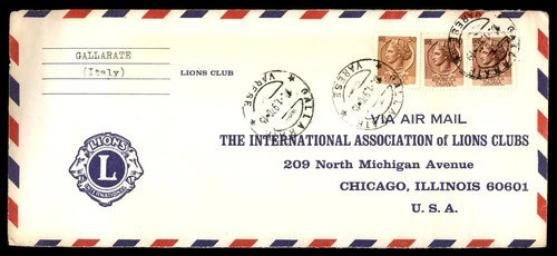 Mayfairstamps Italy 1970 Lions Club Gallarate to Chicago IL Cover aaw_54123