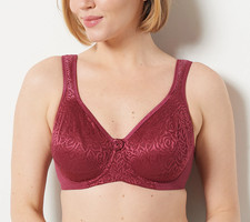 Breezies Wild Rose Lace Seamless Underwire Bra Rhododendron B/34 New