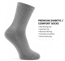 Premium Diabetic Crew Socks Non-Binding Cotton Circulatory Socks 3-12 Pairs