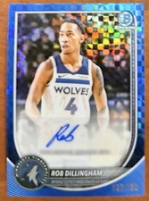 2025-26 Rob Dillingham Bowman Chrome Blue Checkerboard Auto /150 Timberwolves