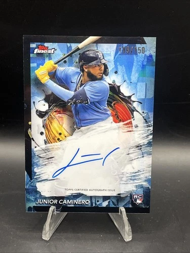 JUNIOR CAMINERO 2024 TOPPS FINEST ROOKIE SKY BLUE RC ON CARD AUTO /150