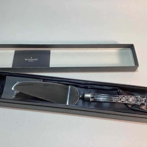 WATERFORD Crystal 12" Cake Server Serrated Knife Vintage With Box *EUC*