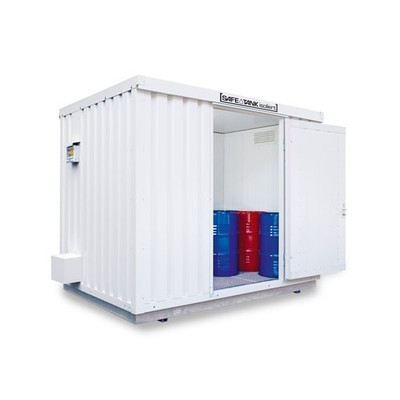 Isolierter Gefahrstoffcontainer / 6 qm / Auffangvolumen 1.030 l / Dauerlüfter