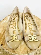 Sam Edelman | Mage Women's Gold Leather Bow Ballet Flats Size 7 | CUTE! 💖✨️
