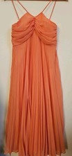 Vintage 70s dress Trina Lewis & Marjon Couture Salmon Pink Pleated Midi Retro 8