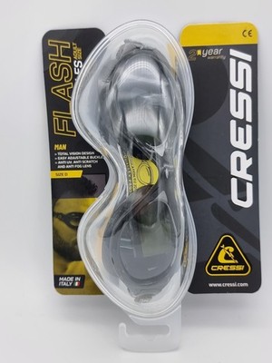 CRESSI Flash Premium Schwimmbrille schwarz / gesmokt Erwachsene Größe D Made in Italy