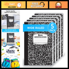 Wide Ruled Composition Notebooks 5 Pack, 200 Pages, Back to School Supplies, Off