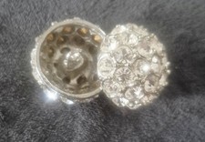 Vintage 1" Rhinestone Large Dome Shank Buttons Pair Gold Foiled Back  Set of 2