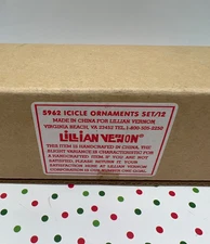 NEW~Set of 12 Lillian Vernon Twist Spiral Clear Glass Icicle Ornaments #5962 NIB
