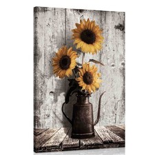 Rustic Sunflower Canvas Wall Art, Vintage Farmhouse Floral Print 10