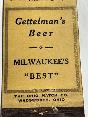Fond Du Lac Wisconsin Gettelman Beer￼￼ Matchbook Cover Stateson Tavern