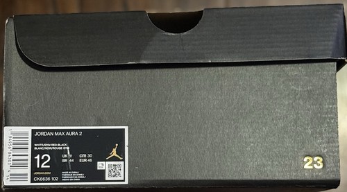 NEU Nike Air Jordan Max Aura 2 weiß Fitnessstudio rot schwarz CK6636-102 Herren Größe 12 - Bild 7 von 7
