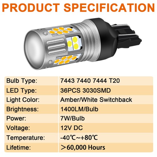 Switchback 36-SMD LED Light Kit for 15-17 Ford Mustang Turn Signal w/ DRL Bulbs - Picture 3 of 11