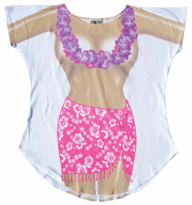 LA Imprints Fantasy Bikini Coverup Tshirt Topless Hibiscus