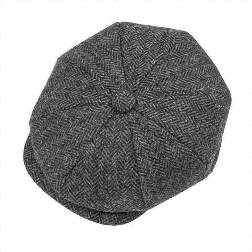 Cappello di qualità Wool Mix Peaky Blinders Cappello Gatsby Newsboy Grigio H Tweed di maggiore - Foto 4 di 18