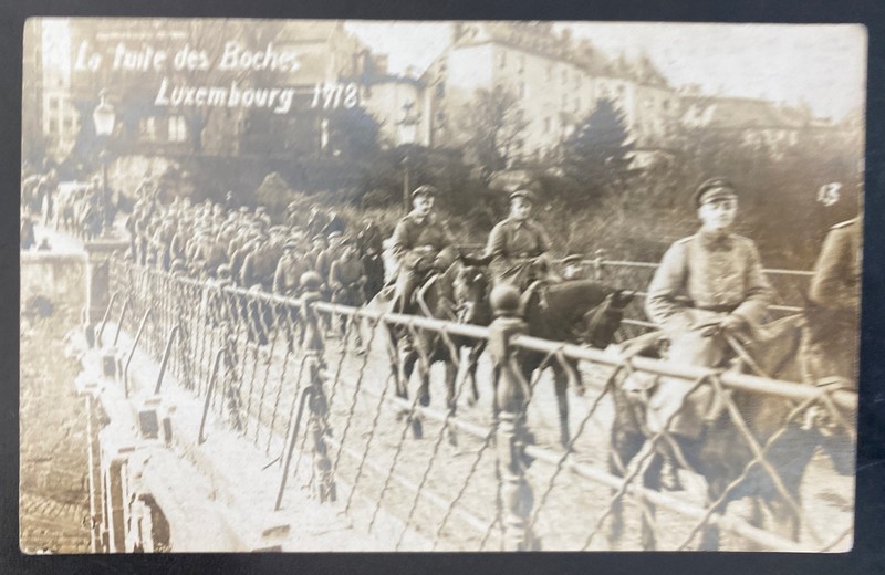 Mint Luxembourg RPPC Real Picture Postcard the flight of the Boches 1918 WWI