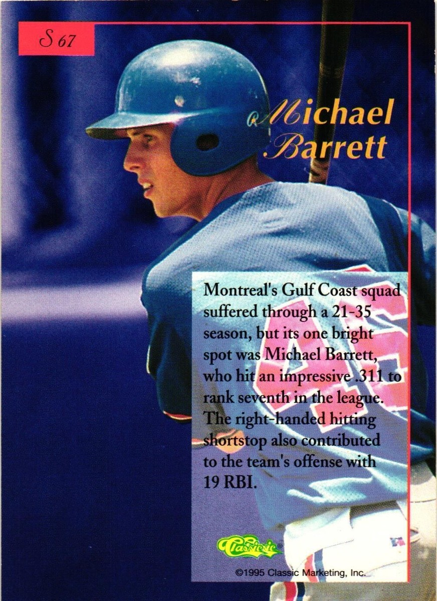 メジャーリーグ　カード　michael Barrett S67 Michael Barrett Signed 1995 Classic 5 Sport MLB Card RC AUTO